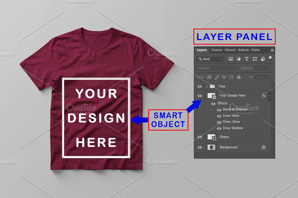 T-Shirt Mockup - Maroon Edition, a Shirt Mockup by ForhadGFX (Photo 2 of 12)