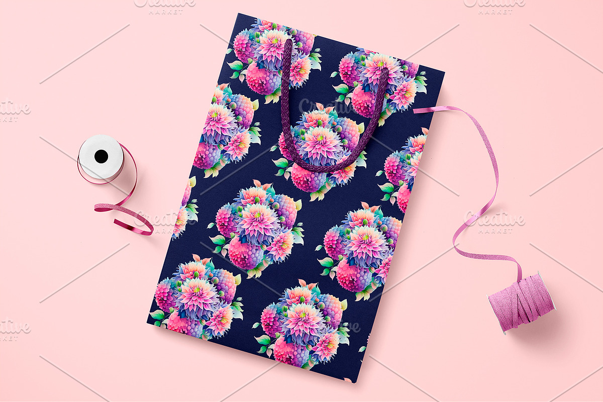 Watercolor Pompon Dahlia flower, a Card Template by Boo Guevara Shop (Photo 7 of 15)