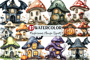 Halloween Mushroom House Clipart, an Illustration by Rose Art (Thumbnail 1 of 3)