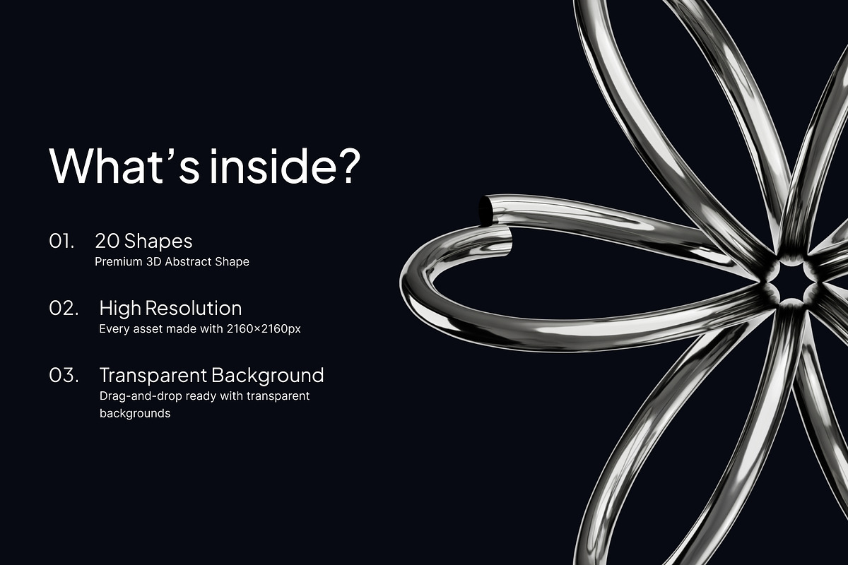 Torus Knot Chrome 3D Icon Set, an Object 3D Model by Eklip Studio (Photo 6 of 6)