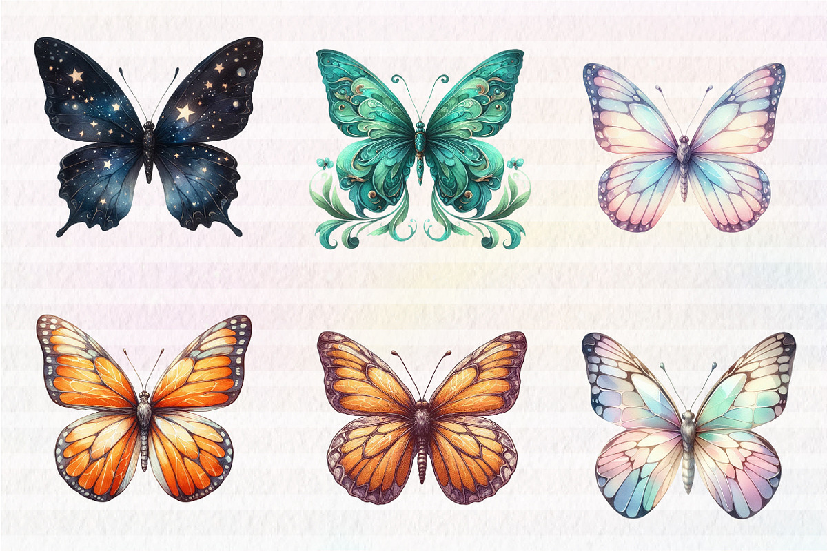 Vintage Butterflies Clip Art, an Illustration by CreationArt (Photo 6 of 7)