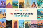 Travel Posters. Mega Bundle., a Decorative Illustration by Red Monkey (Thumbnail 1 of 20)