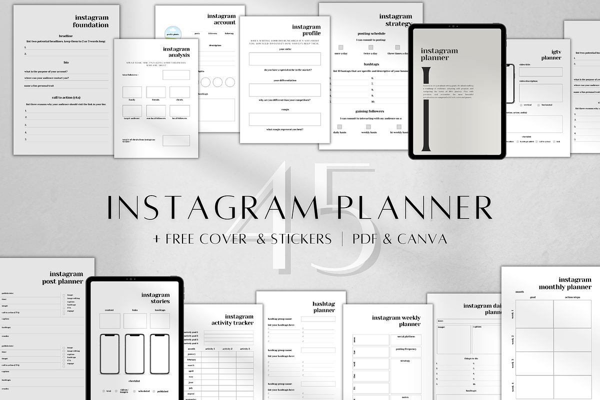 Instagram Planner Printable Canva, a Stationery Template by BRANDcontent (Photo 1 of 6)
