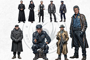 Noir Movie Characters clipart set, a Decorative Illustration by ThatsDesignArt (Thumbnail 8 of 10)