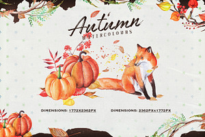 Autumn Watercolour Wreaths & Clipart