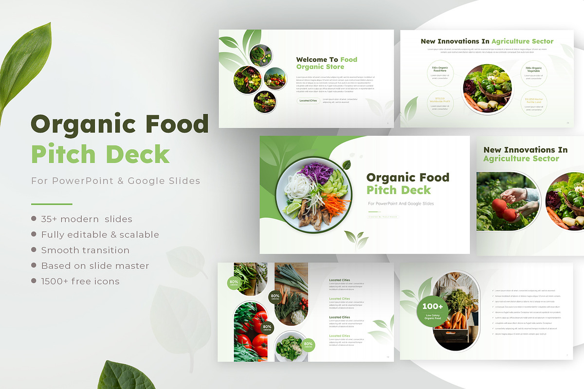 Organic Food Pitch Deck Presentation, a Presentation Template by SlideStack (Photo 1 of 5)