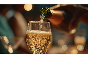 Close Up of Champagne Being Poured, a Food & Drink Photo by Lermont51