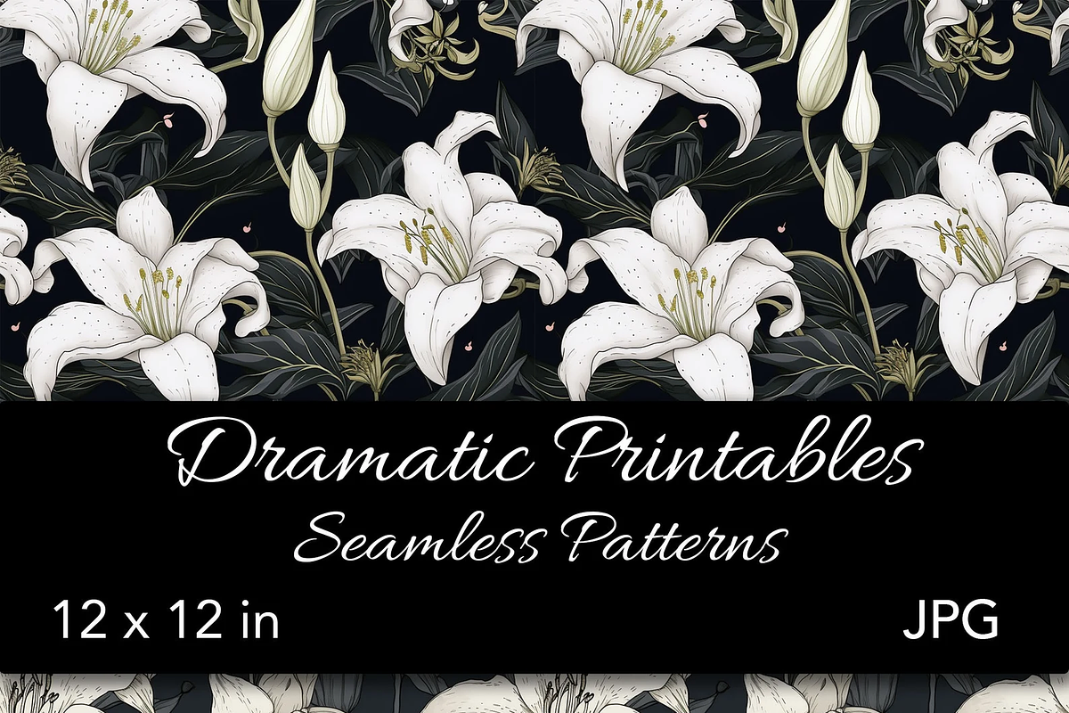 Gothic Lily Digital Paper, a Pattern Graphic by Gingerly Brazen Designs