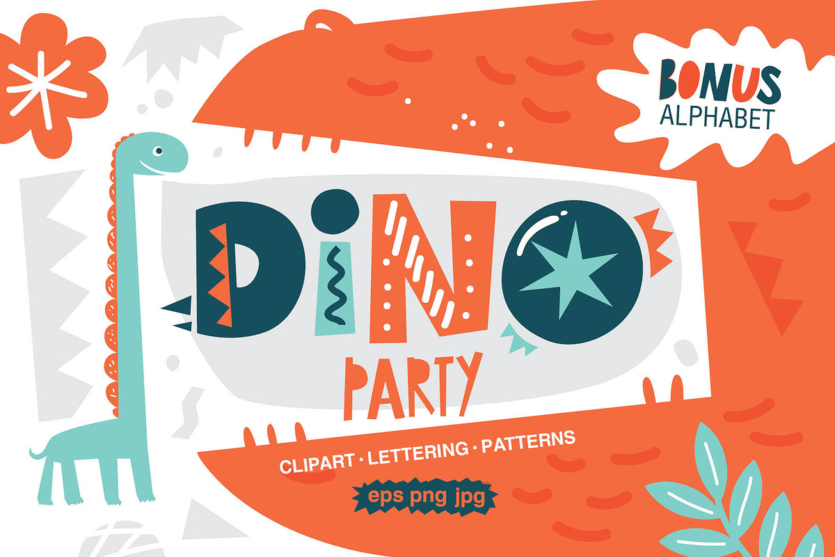 Dino party. Graphic set, an Object Graphic by Maru_art (Photo 1 of 12)