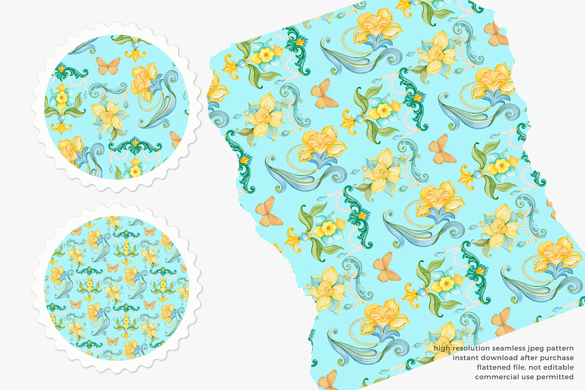 Rococo Floral Seamless Pattern, a Pattern Graphic by Pink Studio Art (Photo 2 of 4)