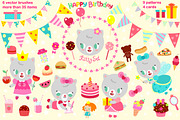 Party set with cute kitty, an Animal Illustration by KawaiiFactory (Thumbnail 1 of 4)