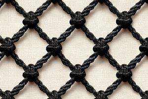 Black rope net with twisted texture and secure knots on beige fa, an Animal Photo by José Manuel Gelpi
