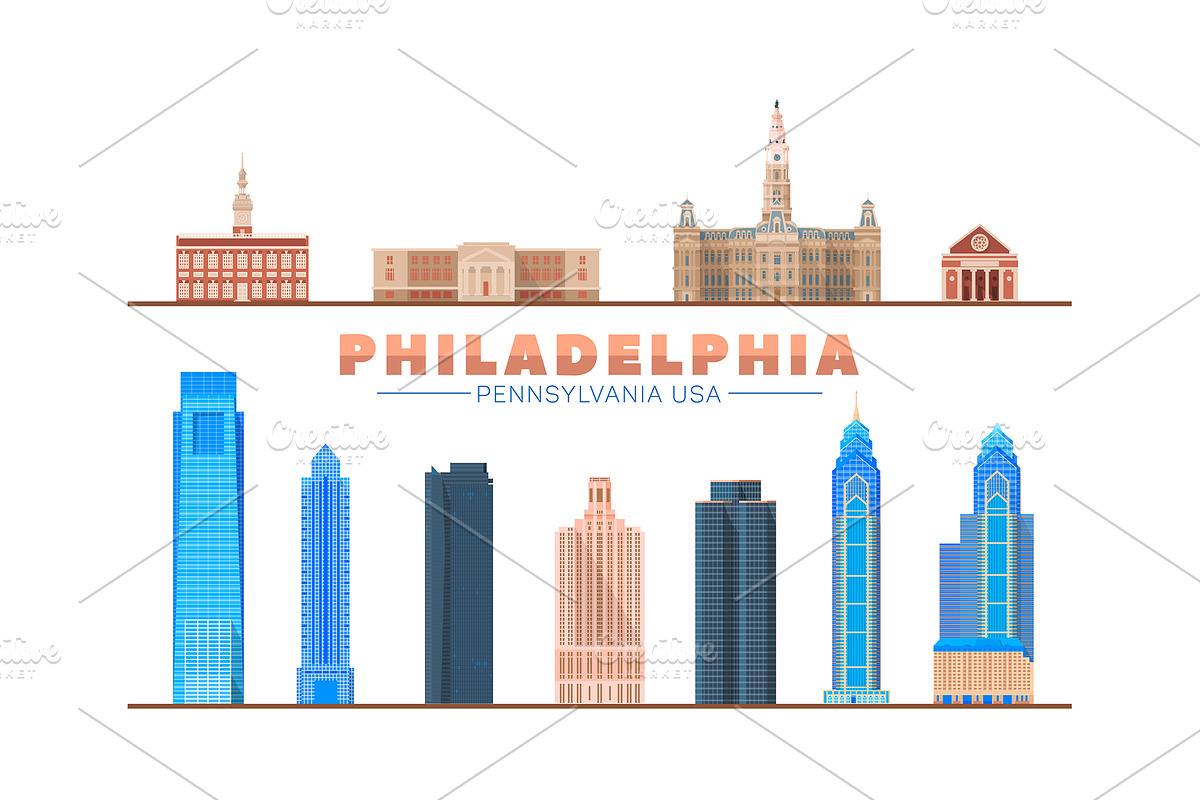 Philadelphia Pensylvania USA skyline, an Illustration by Sky and glass (Photo 6 of 6)
