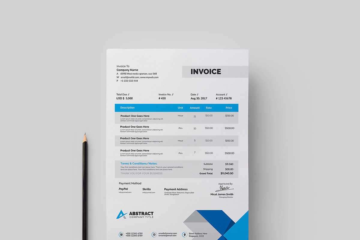 Creative Invoice, a Stationery Template by GenerousArt