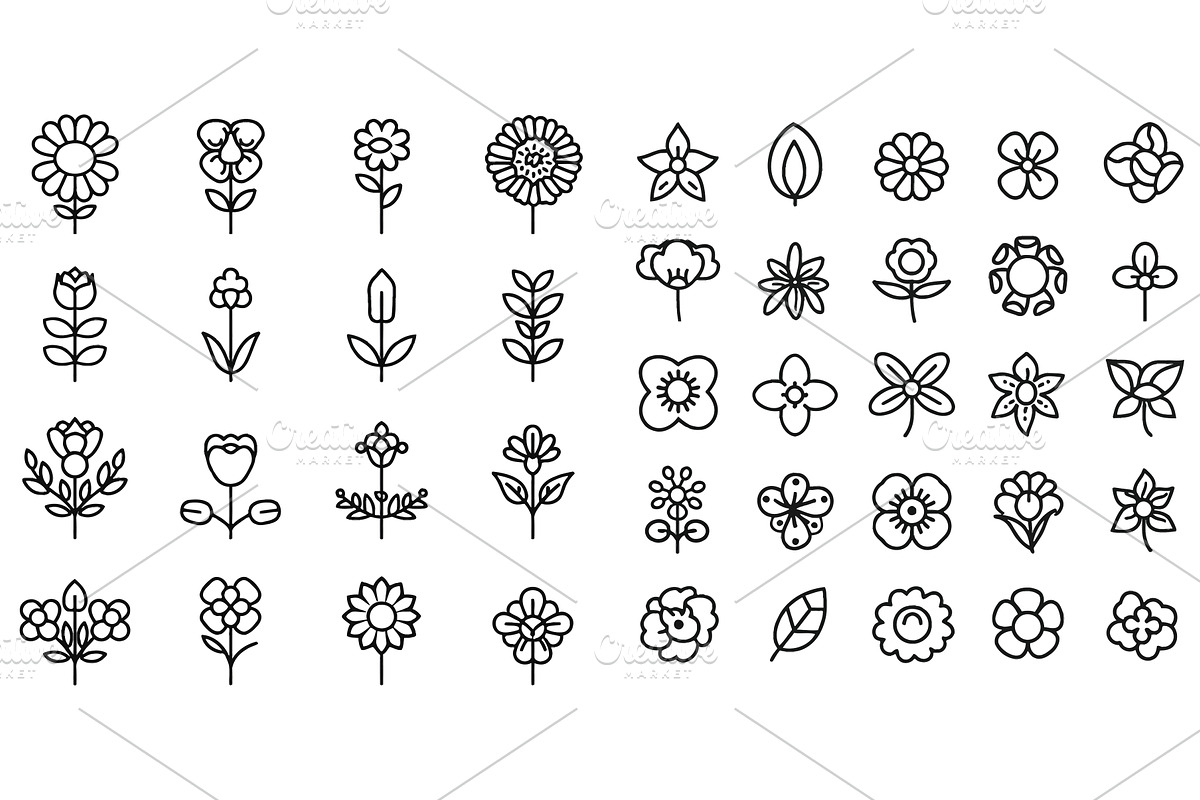 Icon set of flower. Editable vector, an Object Illustration by ZinetroN