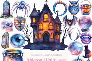 Watercolor Iridescent Halloween PNG, an Illustration by Craft Nest