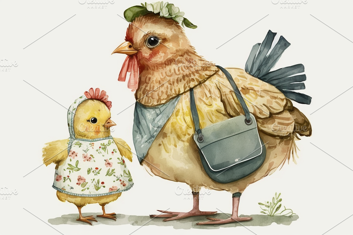 Cute Chick Mothers Day Celebrations, an Animal Illustration by OREJE