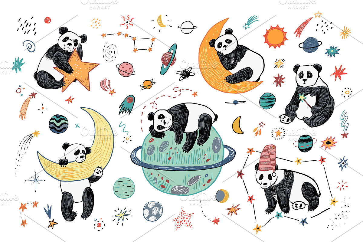 Space Planets and Sleepy Panda, a Pattern Graphic by GooseFrol (Photo 9 of 9)