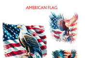 American Flag Clipart Bundle, USA, a Seasonal Illustration by VM PARTYS  BY TAIRUMA (Thumbnail 8 of 10)