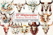 Western Desert Cow Skull Boho, an Illustration by DreamCafeArt (Thumbnail 1 of 5)