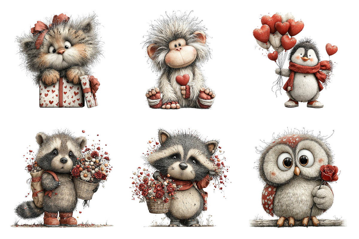 Valentine's Day Animals Clipart PNG, an Illustration by SinaCreation (Photo 3 of 11)