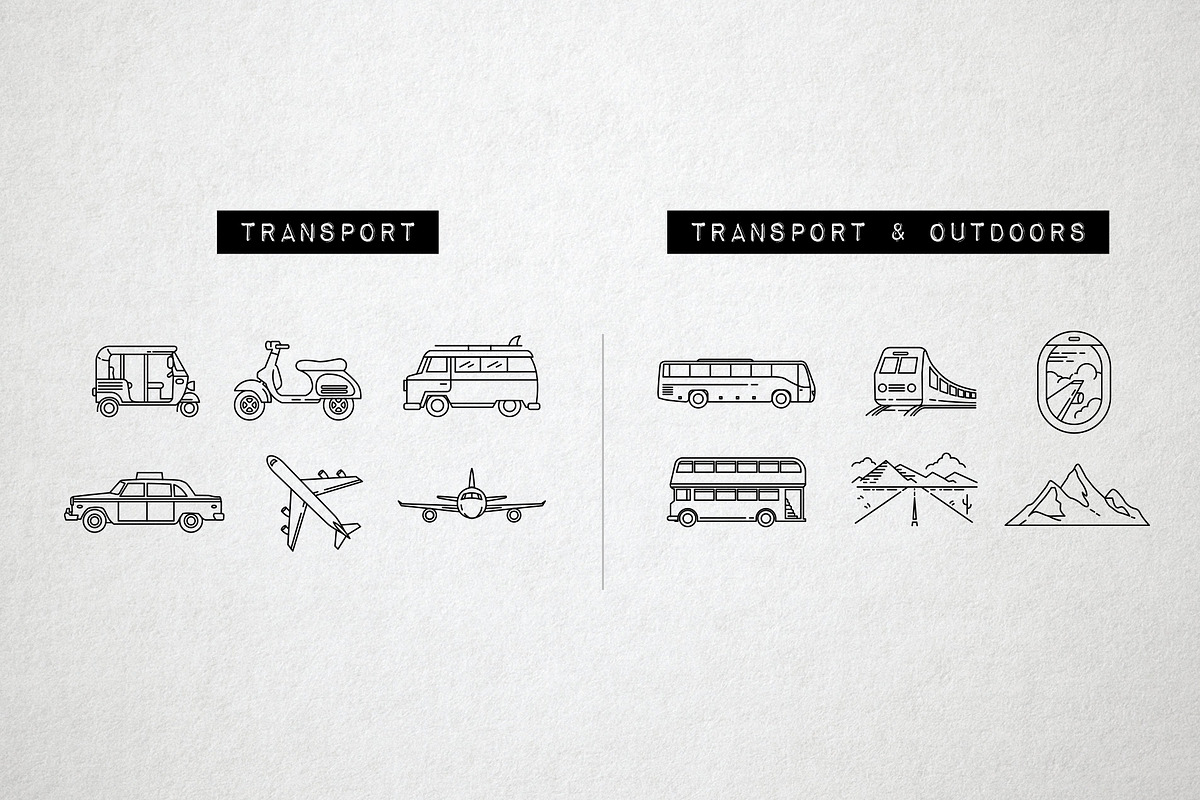 44 Travel Line Icons Pack, an Outline Icon by Hatch Design Workshop (Photo 4 of 10)