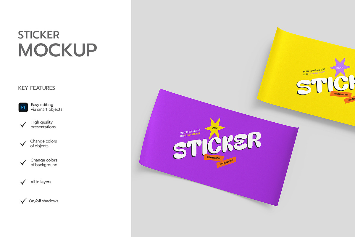 Curved Adhesive Sticker Mockup
