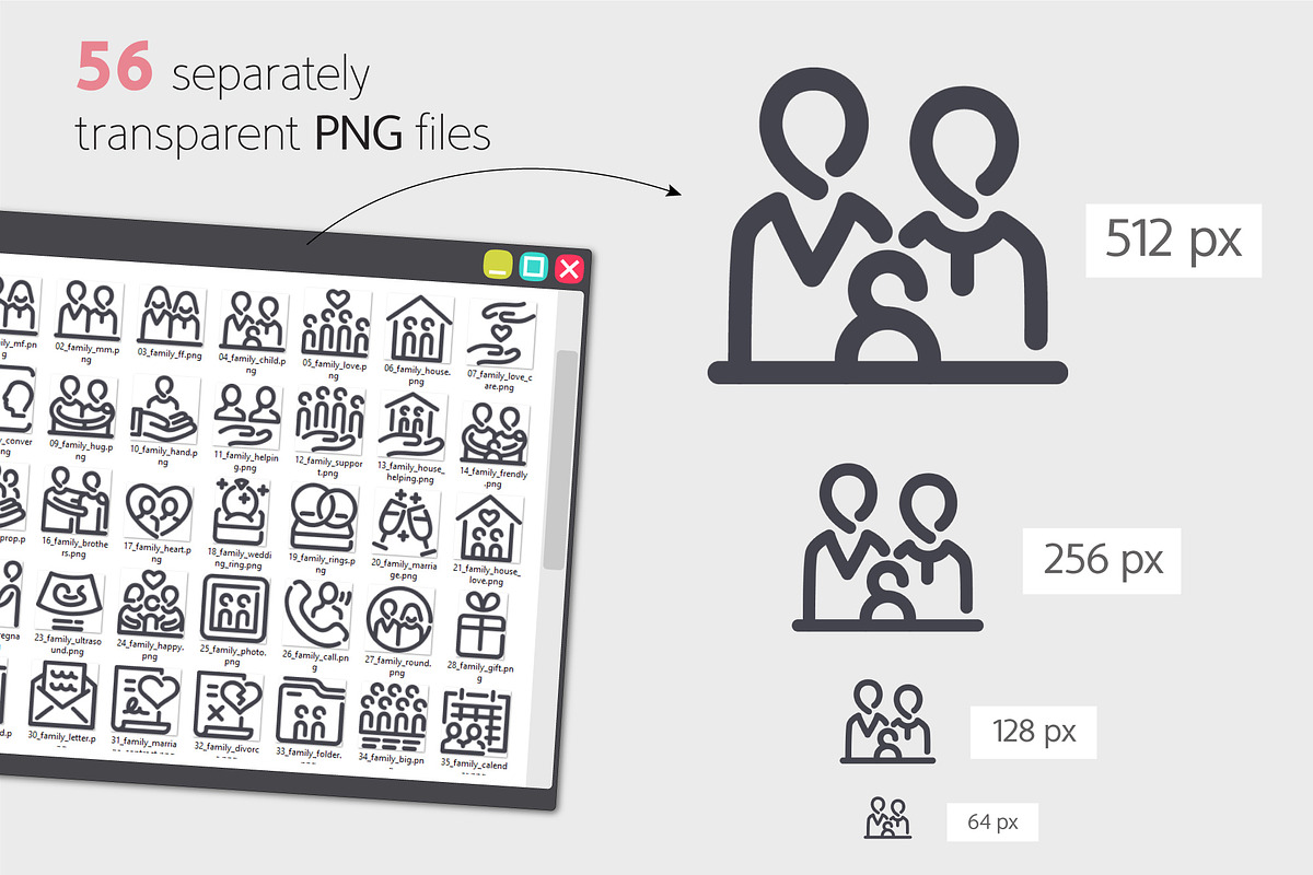 Family Line Icons Set, an Outline Icon by Voysla's Shop (Photo 4 of 5)