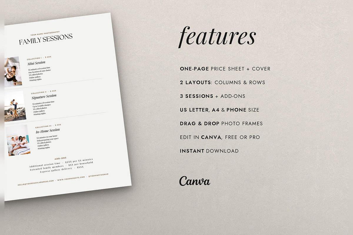 Family Session Price Sheet, a Flyer Template by Cagdas Yoldas (Photo 4 of 7)