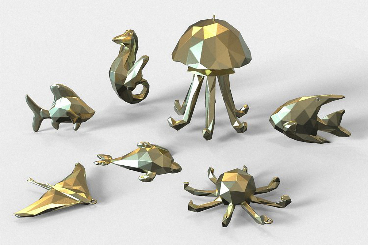 7 Nautical Charm 3D Model Set, an Animal 3D Model by Kseniya-Omega (Photo 3 of 17)