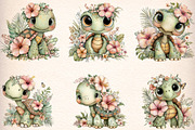 Watercolor Summer Turtle Hibiscus Cl, an Illustration by Digital Artistic99 (Thumbnail 2 of 11)