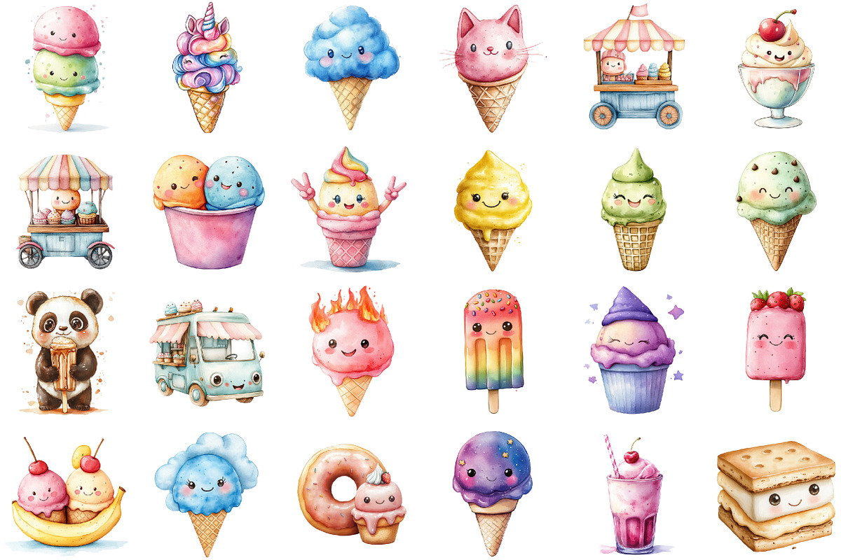 Kawaii Ice Cream Fun Collection, an Illustration by Sublimation Artist (Photo 2 of 6)