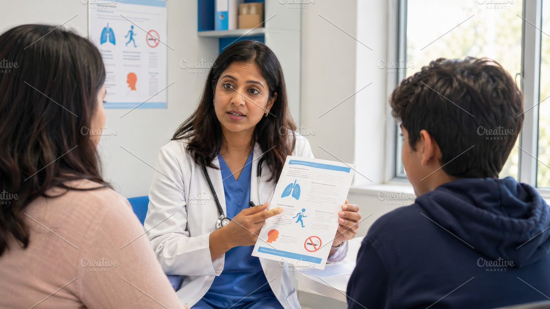 Doctor discussing health regulations, a Photo by Dvoevnore photos