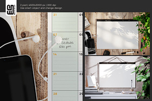 Wall Or Desk Calendar Planner Mockup