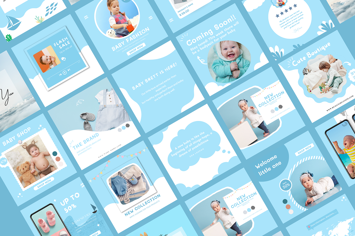 Baby Instagram Feed Canva Templates, a Social Media Template by Meoww_Design (Photo 3 of 5)