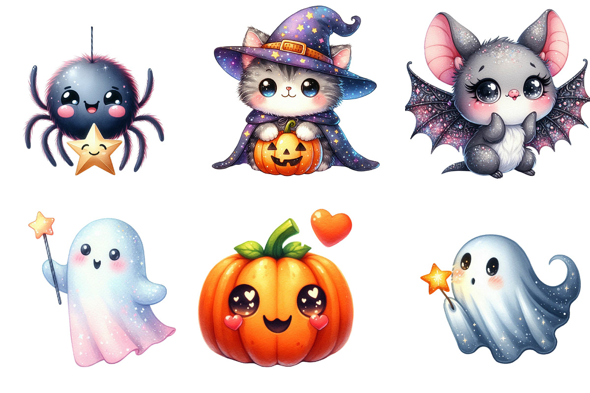 Twinkle Kawaii Halloween Clipart, an Illustration by DreamArtGraphic (Photo 2 of 5)