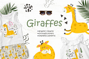 Giraffes Clipart & Pattern, a Background Graphic by Nafanya (Thumbnail 1 of 9)