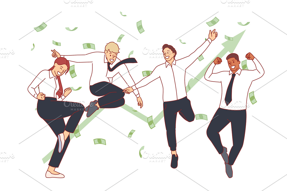 Happy business team rejoice in, an Object Illustration by YummyBuum