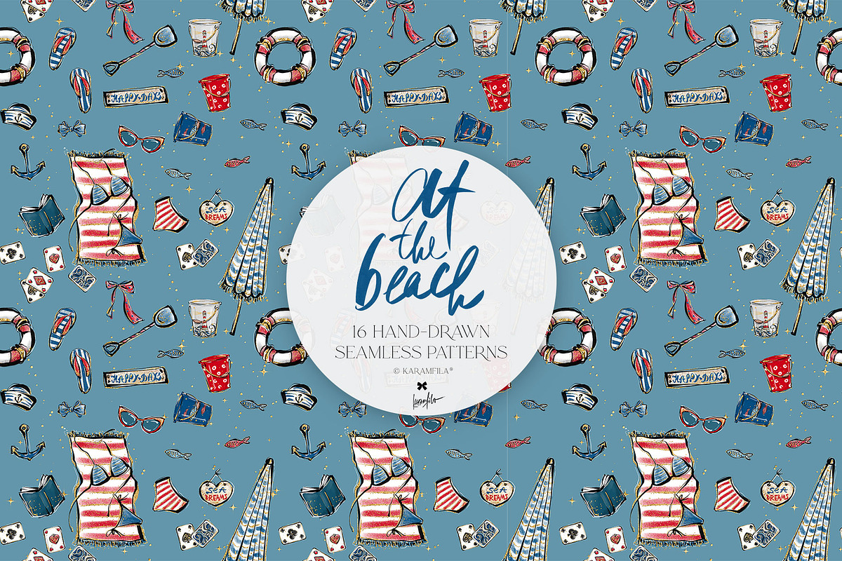 Vintage Beach Nautical Patterns, a Pattern Graphic by KaramfilaS (Photo 8 of 19)