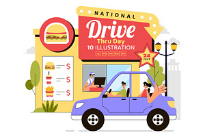 10 Drive Thru Day Illustration, a Food Illustration by denayunebgt