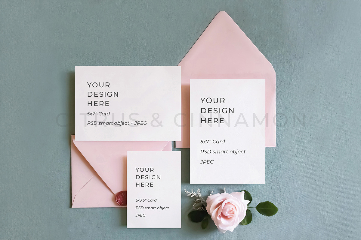 Wedding Invitation Suite Mockup 1335, a Print Template by Citrus and Cinnamon