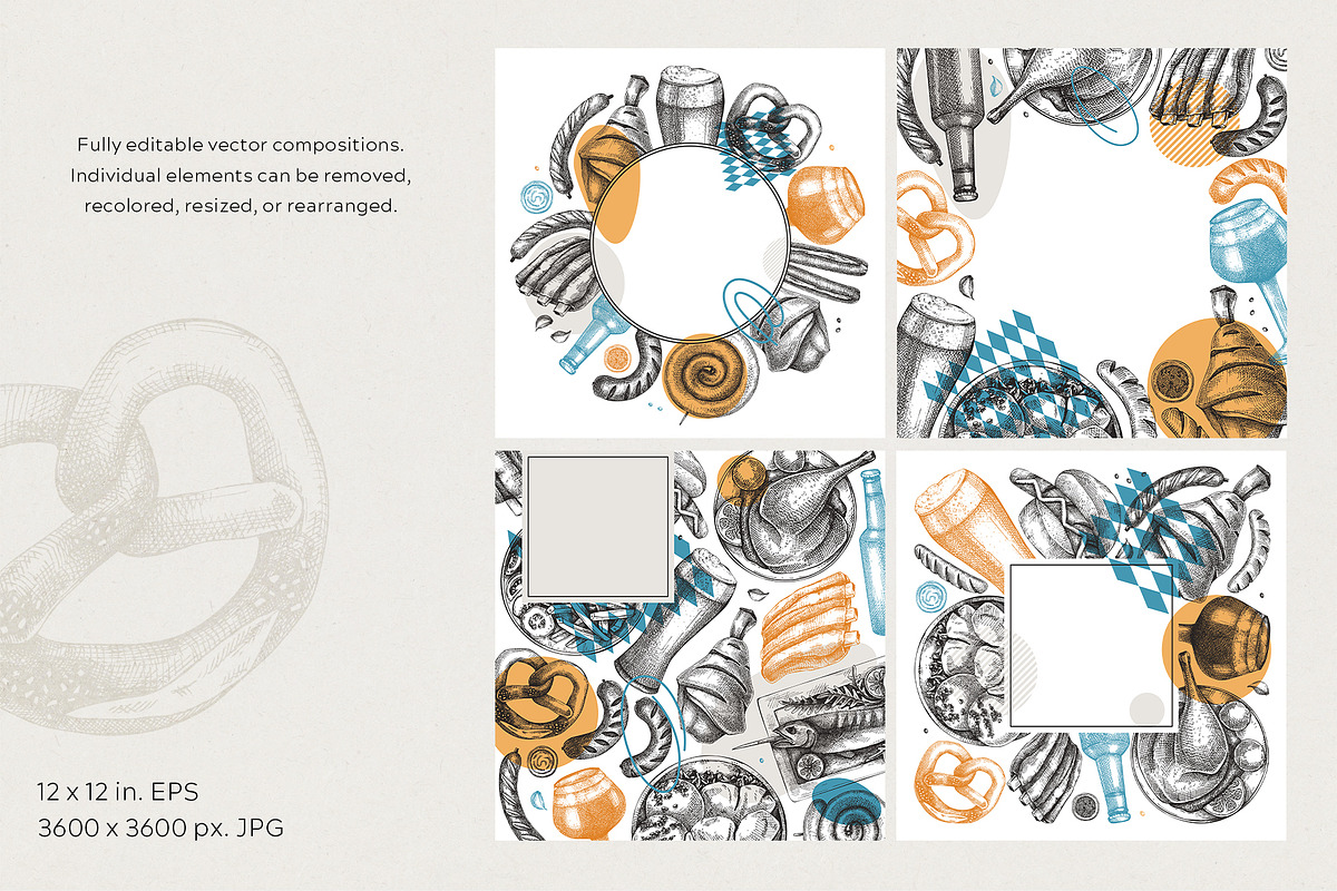 Oktoberfest German Food Vectors, a Food Illustration by Yevheniia (Photo 4 of 13)