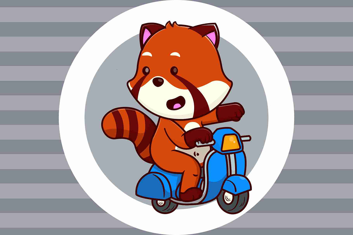 Cute Red Panda Riding A Scooter, an Animal Illustration by Artstorystudio (Photo 3 of 3)
