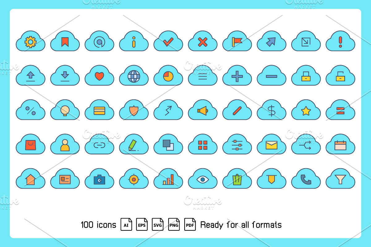 Cloud and User Interface Icons Set, an Icon by Designfour (Photo 2 of 6)