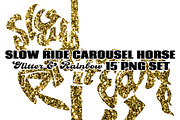 Rainbow & Glitter Carousel Horse PNG, an Illustration by AlexandHer Digital Art (Thumbnail 7 of 8)