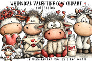 Whimsical Valentine Cow Clipart, an Illustration by OK Design (Thumbnail 1 of 6)