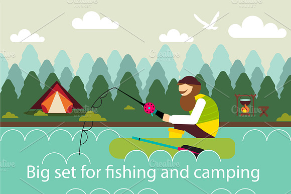 Big Set For Fishing And Camping.