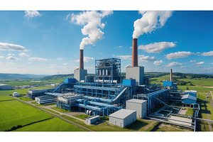 Industrial power plant with chimneys, an Illustration by tilialucida