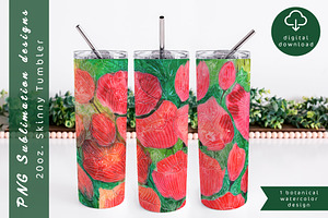 Red poppies sublimation tumbler