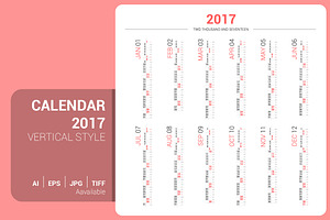 Calendar 2017 Vertical Design